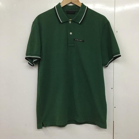プラダ PRADA ポロシャツ 半袖 sjn256 r192 322 ポロシャツ 半袖カットソー L ロゴ、文字 緑 / グリーン /  メンズ USED 古着 中古 10142100