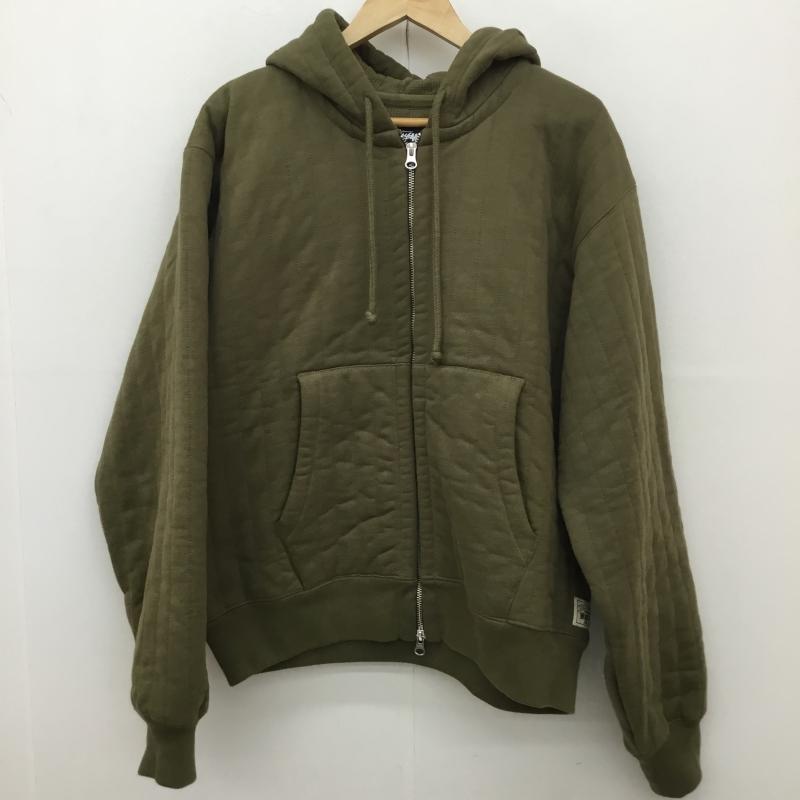 ステューシー STUSSY パーカー 長袖 ジップパーカー　VERTICAL　QUILTED　ZIP　HOODIE M ロゴ、文字 緑 / グリーン /  メンズ USED 古着 中古 10122739
