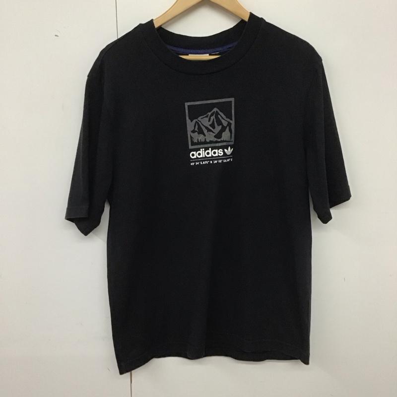 アディダス adidas Tシャツ 半袖 半袖カットソー プリントTシャツ クルーネックカットソー ロゴ、文字 黒 / ブラック /  メンズ USED 古着 中古 10140137