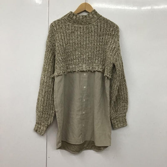 ムルーア MURUA ワンピース ミニスカート 012210301501 メランジニットドッキングワンピース 2 無地 ベージュ / ベージュ /  レディース USED 古着 中古 10130264
