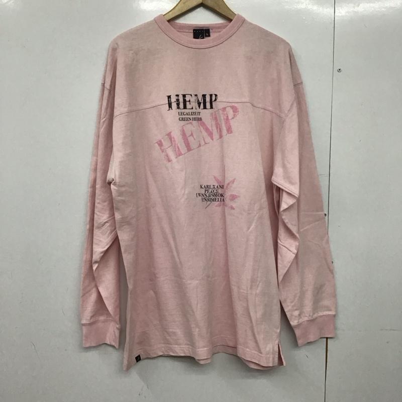カールカナイ KARL KANI カットソー 長袖 長袖カットソー プリントカットソー クルーネック XL ロゴ、文字 桃 / ピンク /  メンズ USED 古着 中古 10146458