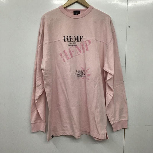 カールカナイ KARL KANI カットソー 長袖 長袖カットソー プリントカットソー クルーネック XL ロゴ、文字 桃 / ピンク /  メンズ USED 古着 中古 10146458