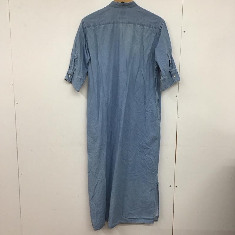 リー Lee ワンピース ロングスカート 半袖シャツワンピース ロングワンピース 前開シャツワンピース FREE ロゴ、文字 インディゴ / インディゴ /  レディース USED 古着 中古 10147103