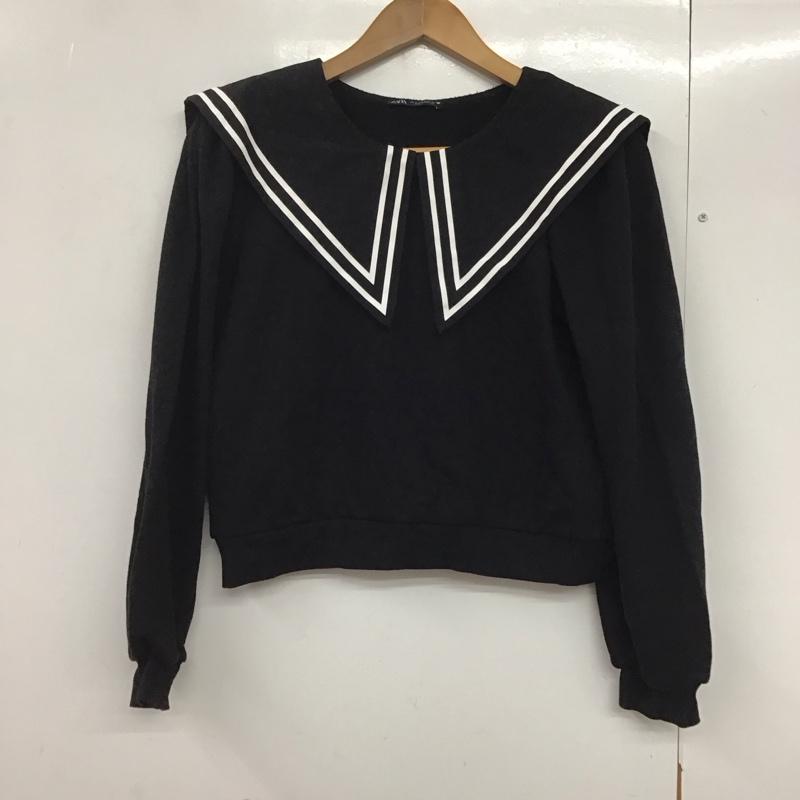 ザラ ZARA トレーナー 長袖 セーラー 襟付 S 無地 黒 / ブラック /  レディース USED 古着 中古 10141317