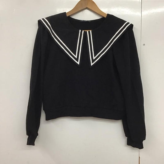 ザラ ZARA トレーナー 長袖 セーラー 襟付 S 無地 黒 / ブラック /  レディース USED 古着 中古 10141317