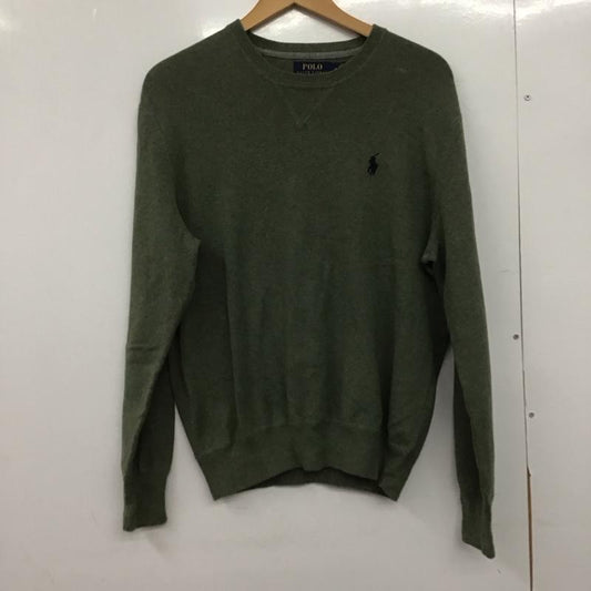 ポロラルフローレン POLO RALPH LAUREN ニット、セーター 長袖 長袖ニットカットソー クルーネック セーター M ロゴ、文字 カーキ / カーキ /  メンズ USED 古着 中古 10146811