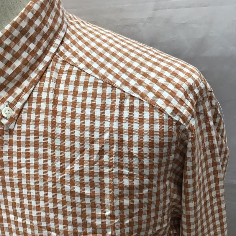 エディーバウアー Eddie Bauer シャツ、ブラウス 長袖 ボタンダウン S チェック 白 / ホワイト / X 茶 / ブラウン /  メンズ USED 古着 中古 10117022