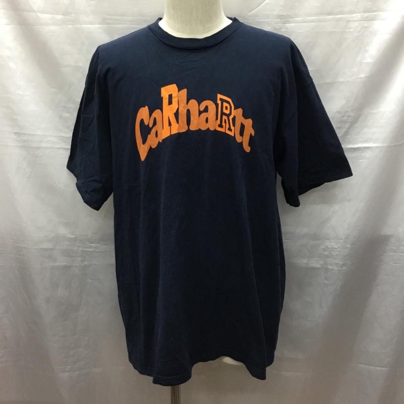 カーハート Carhartt Tシャツ 半袖 半袖カットソー プリントTシャツ クルーネックカットソー XL プリント 紺 / ネイビー /  メンズ USED 古着 中古 10120479