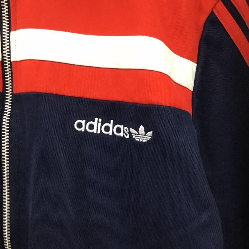 アディダス adidas ジャケット、上着 ジャンパー、ブルゾン s18698 ジップアップジャケット ジャージ アウター L ロゴ、文字 赤 / レッド / X 紺 / ネイビー /  メンズ USED 古着 中古 10147618