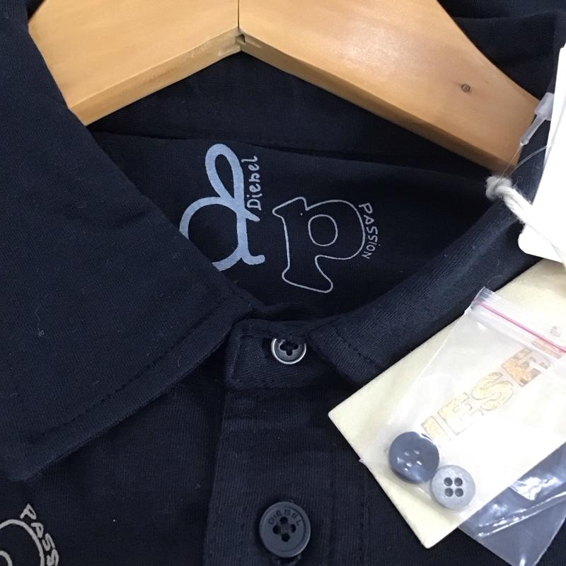 ディーゼル DIESEL ポロシャツ 半袖 S プリント 黒 / ブラック /  メンズ USED 古着 中古 10138216