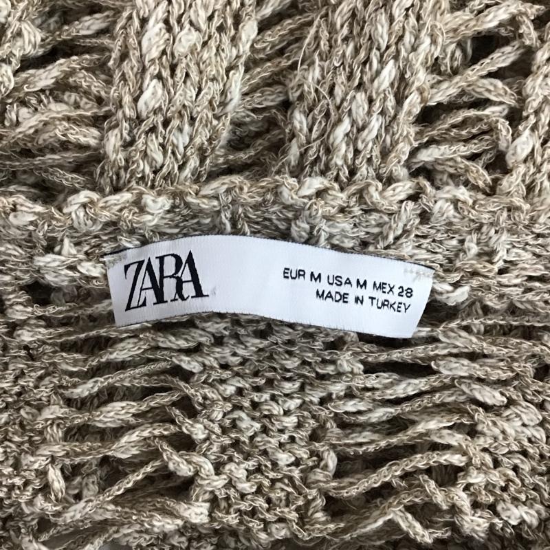 ザラ ZARA ニット、セーター 長袖 6771 059 450 ローゲージ 透かし編み M 無地 茶 / ブラウン /  レディース USED 古着 中古 10119625