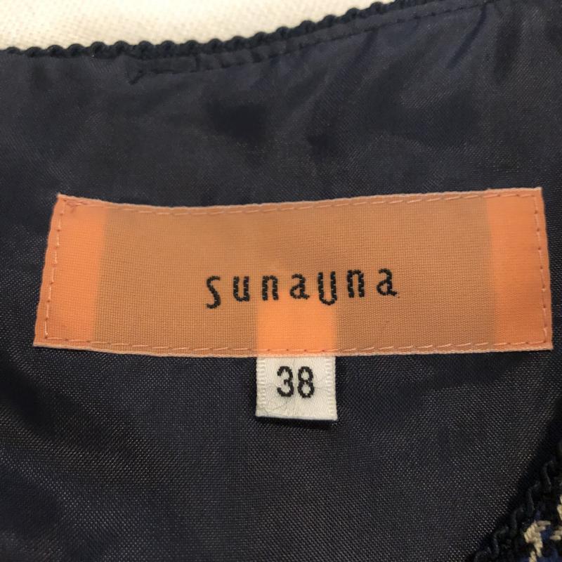 スーナウーナ Sunauna ワンピース ロングスカート ウールツイードワンピース 38 総柄 X 千鳥格子 黒 / ブラック / X 青 / ブルー / X ベージュ / ベージュ /  レディース USED 古着 中古 10030954