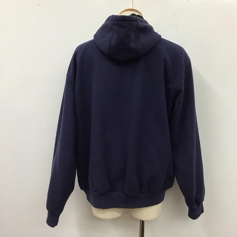 カーハート Carhartt パーカー 長袖 ジップアップパーカー 長袖パーカー フード付きパーカー L ロゴ、文字 紺 / ネイビー /  メンズ USED 古着 中古 10116651