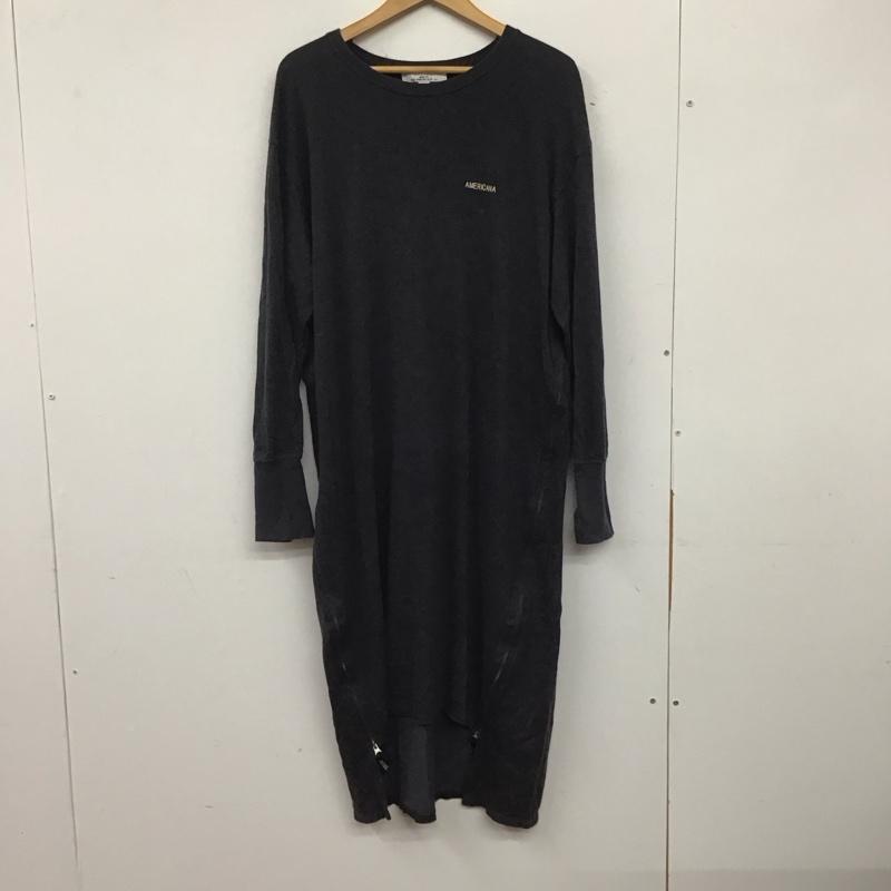 アメリカーナ AMERICANA ワンピース ロングスカート 長袖ワンピース ロングワンピース サイドジップ ロゴ、文字 紺 / ネイビー /  レディース USED 古着 中古 10142076