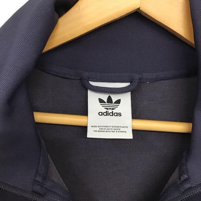 アディダス adidas ジャケット、上着 ジャンパー、ブルゾン ジップアップジャケット ジャージ スタンドカラー ロゴ、文字 紺 / ネイビー /  メンズ USED 古着 中古 10133725