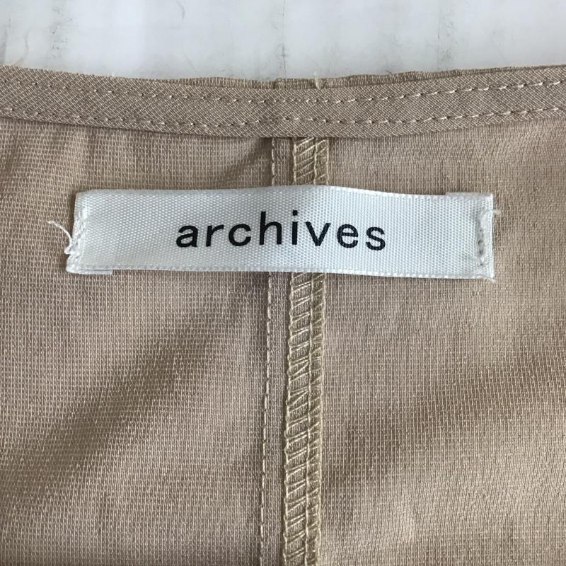 アルシーヴ archives ワンピース ロングスカート 半袖ロングワンピース ノーカラーシャツワンピース 前開き 無地 ベージュ / ベージュ /  レディース USED 古着 中古 10110897