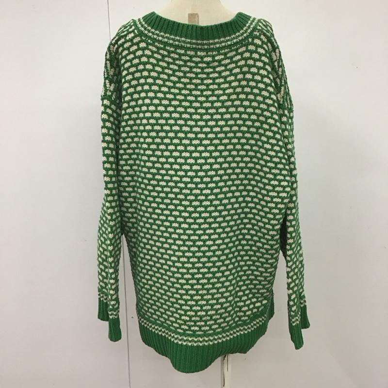 シンプリシテェ Simplicite ニット、セーター 長袖 21-080-700-0099-3-0 深VバイカラーKNITプルオーバー  緑 / グリーン / X オフホワイト / オフホワイト /  レディース USED 古着 中古 10107515