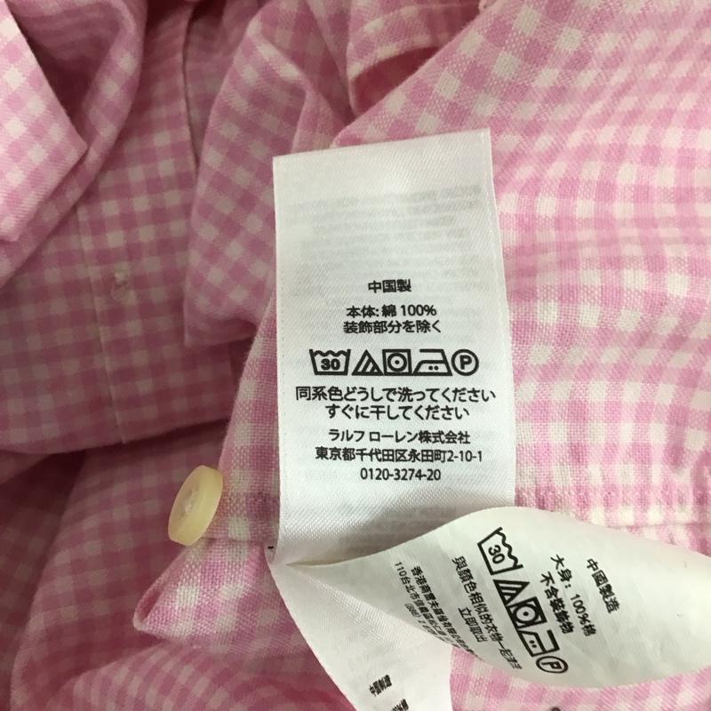 ラルフローレン RALPHLAUREN シャツ、ブラウス 半袖 半袖シャツ ギンガムチェックシャツ ボタンダウンシャツ カラーシャツ ロゴ、文字 白 / ホワイト / X 桃 / ピンク /  メンズ USED 古着 中古 10107023