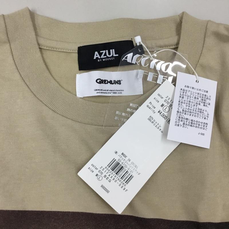 アズールバイマウジー AZUL BY MOUSSY Tシャツ 半袖 251fax90-089f 半袖カットソー プリントTシャツ L プリント ベージュ / ベージュ /  メンズ USED 古着 中古 10114358