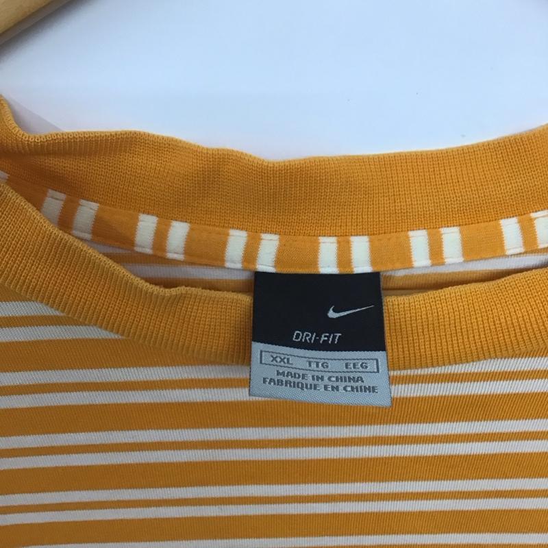 ナイキ NIKE Tシャツ 半袖 半袖カットソー プリントTシャツ クルーネックカットソー XXL ボーダー柄 白 / ホワイト / X 橙 / オレンジ /  メンズ USED 古着 中古 10133130