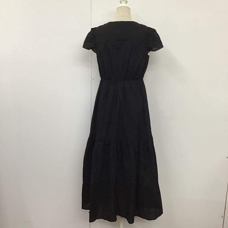 古着 USED ワンピース ロングスカート 166-3240651 カシュクール風 ティアード 半袖 S 無地 黒 / ブラック /  レディース USED 古着 中古 10115486