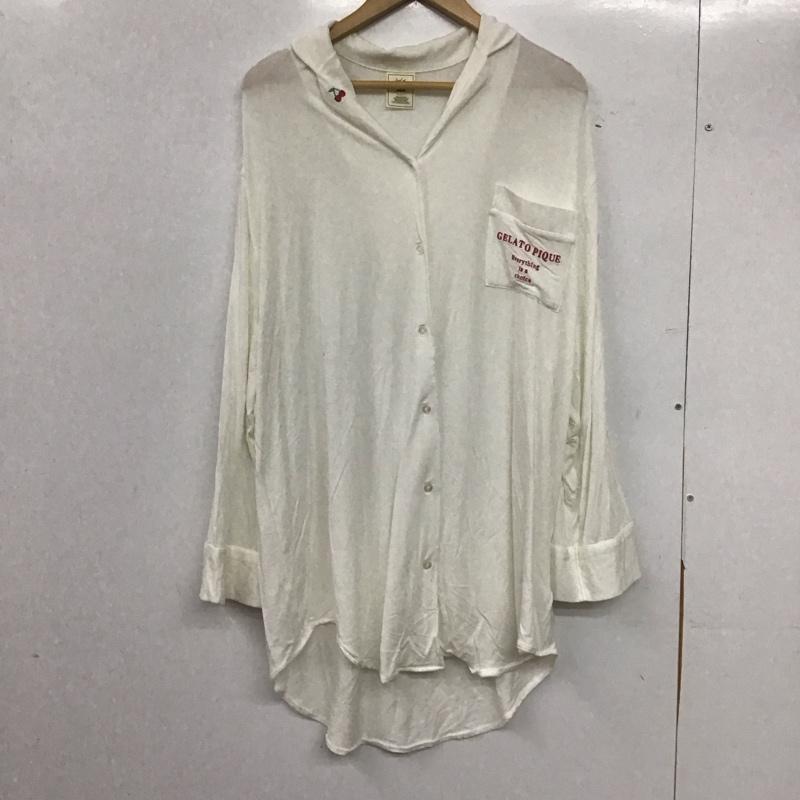ジェラートピケ gelato pique ナイトウエア、パジャマ ナイトウェア、パジャマ PWC0192348 ルームウェア パジャマ 長袖シャツ 部屋着 FREE ロゴ、文字 白 / ホワイト /  レディース USED 古着 中古 10144979