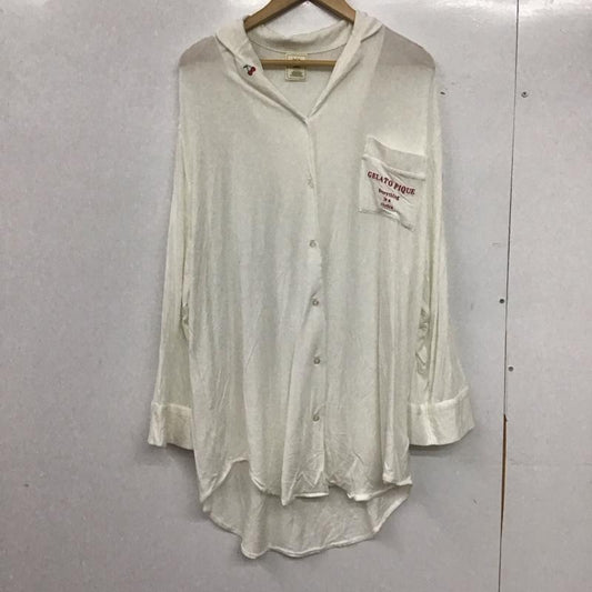 ジェラートピケ gelato pique ナイトウエア、パジャマ ナイトウェア、パジャマ PWC0192348 ルームウェア パジャマ 長袖シャツ 部屋着 FREE ロゴ、文字 白 / ホワイト /  レディース USED 古着 中古 10144979