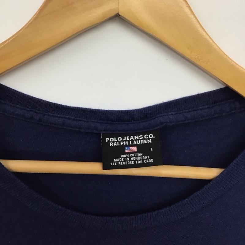 ポロジーンズ Polo Jeans Co. Tシャツ 半袖 半袖カットソー プリントTシャツ クルーネックカットソー L ロゴ、文字 青 / ブルー /  メンズ USED 古着 中古 10132308