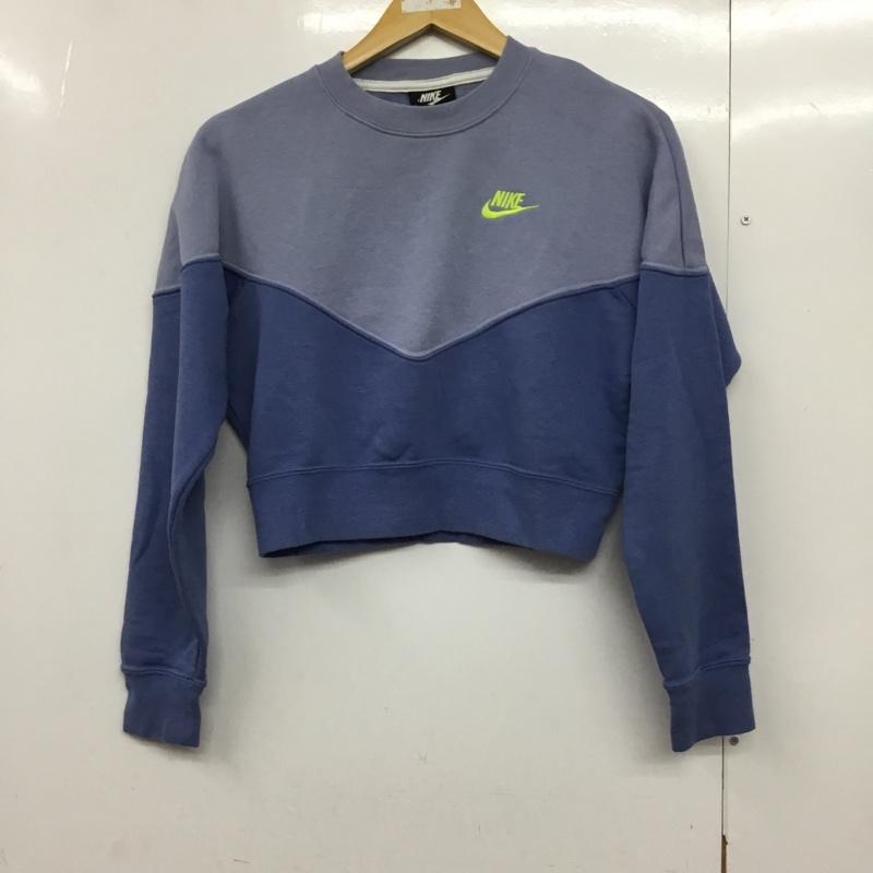 ナイキ NIKE トレーナー 長袖 CN7205-458 ショート丈 スウェット S ロゴ、文字 青 / ブルー / X 水色 / ライトブルー /  レディース USED 古着 中古 10144670