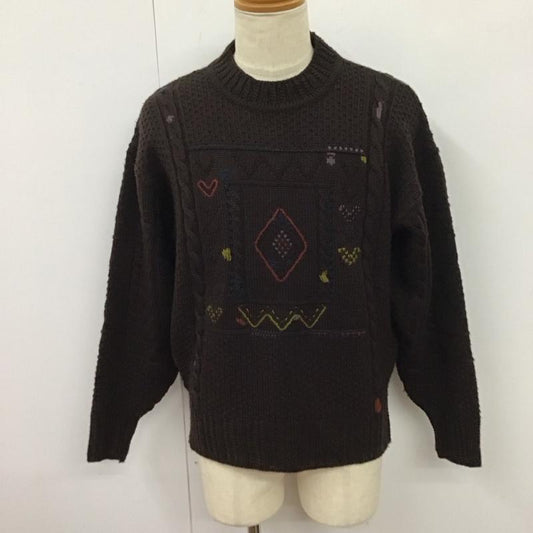 ポールスミス Paul Smith ニット、セーター 長袖 長袖ニットカットソー ニット セーター クルーネックニット M プリント 茶 / ブラウン /  メンズ USED 古着 中古 10115382
