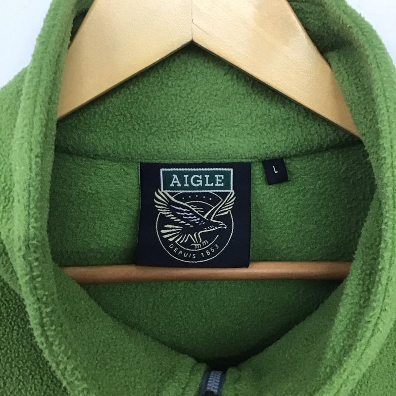 エーグル AIGLE ジャケット、上着 ジャケット、ブレザー ジップアップフリースジャケット アウター 長袖ジャケット スタンドネック L ロゴ、文字 緑 / グリーン /  メンズ USED 古着 中古 10140642