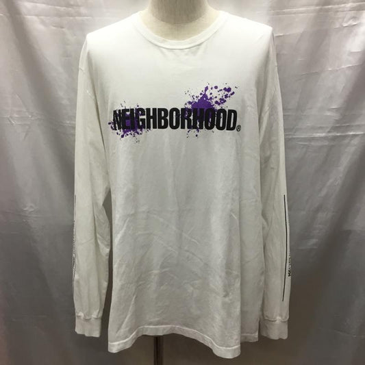 ネイバーフッド NEIGHBORHOOD カットソー 長袖 長袖カットソー クルーネックカットソー ロングスリーブカットソー プリントTシャツ L ロゴ、文字 白 / ホワイト /  メンズ USED 古着 中古 10117527