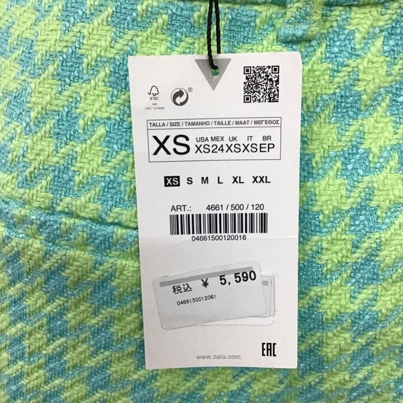 ザラ ZARA パンツ ショートパンツ 4661 500 120 タグ付き XS 千鳥格子 薄緑 / ライトグリーン / X 黄緑 / イエローグリーン /  レディース USED 古着 中古 10120401