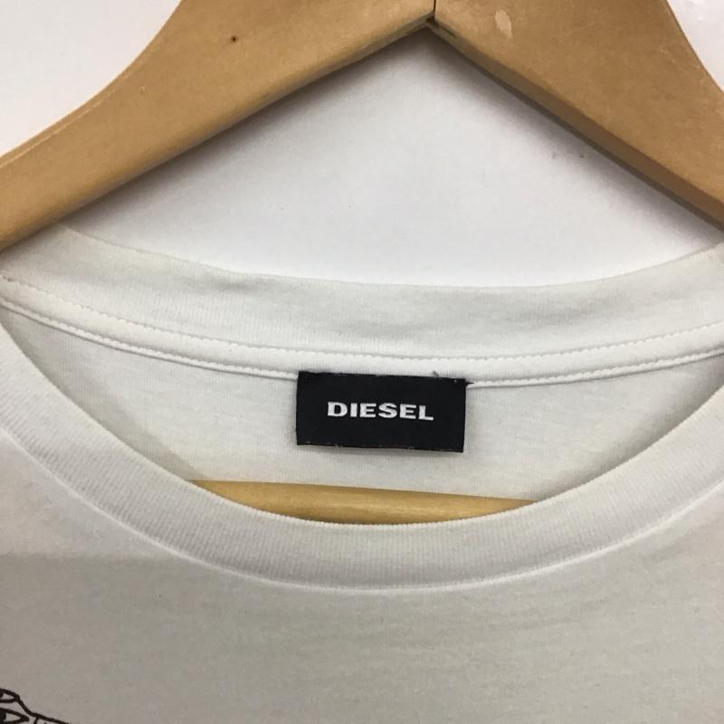 ディーゼル DIESEL カットソー 長袖 長袖カットソー プリントカットソー クルーネック M プリント 白 / ホワイト /  メンズ USED 古着 中古 10132374