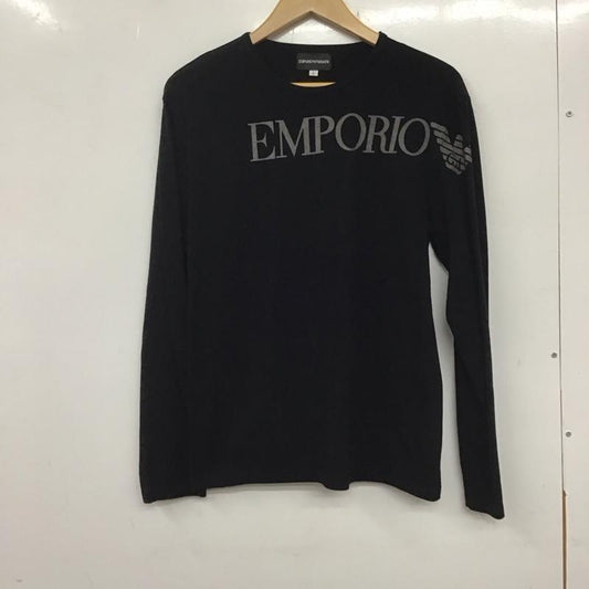 エンポリオアルマーニ EMPORIO ARMANI カットソー 長袖 長袖カットソー プリントカットソー クルーネック L ロゴ、文字 黒 / ブラック /  メンズ USED 古着 中古 10136157