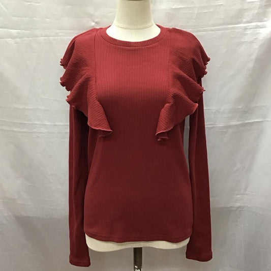 アズールバイマウジー AZUL BY MOUSSY カットソー 長袖 268GAC80-002G リブ 肩フリル M 無地 ボルドー / ボルドー /  レディース USED 古着 中古 10115873