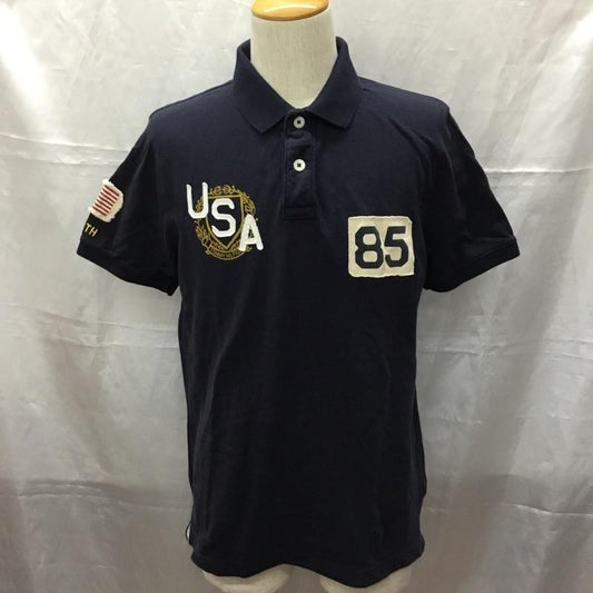 トミーヒルフィガー TOMMY HILFIGER ポロシャツ 半袖 L 無地 紺 / ネイビー /  メンズ USED 古着 中古 10112772