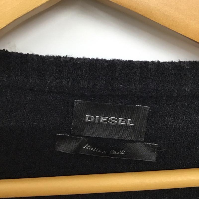 ディーゼル DIESEL ニット、セーター 長袖 長袖ニットカットソー ニット セーター クルーネックニット L ボーダー柄 白 / ホワイト / X 黒 / ブラック /  メンズ USED 古着 中古 10117879