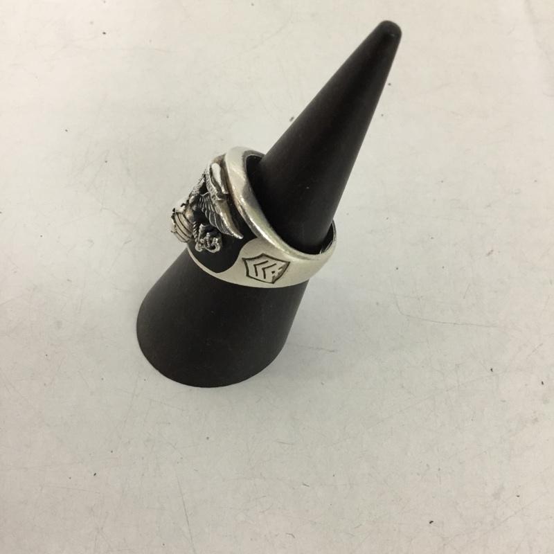 古着 USED アクセサリー 指輪 USMC 海兵隊 カレッジリング 19号  銀 / シルバー / X 黒 / ブラック /  メンズ USED 古着 中古 10144925