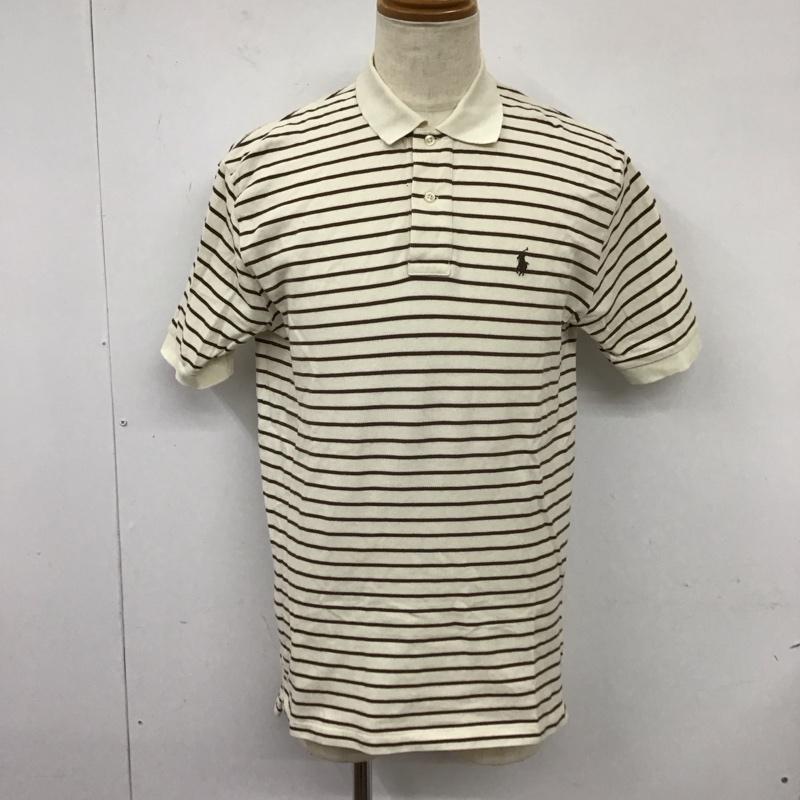 ポロバイラルフローレン Polo by RALPH LAUREN ポロシャツ 半袖 半袖ポロシャツ カラーシャツ 半袖カットソー M ボーダー柄 ベージュ / ベージュ / X 茶 / ブラウン /  メンズ USED 古着 中古 10114189