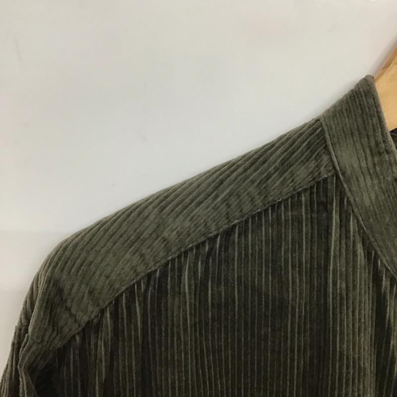 ローリーズファーム LOWRYS FARM ワンピース ロングスカート 長袖ロングワンピース ノーカラーシャツワンピース フレアスカート コーデュロイ FREE 無地 カーキ / カーキ /  レディース USED 古着 中古 10142036