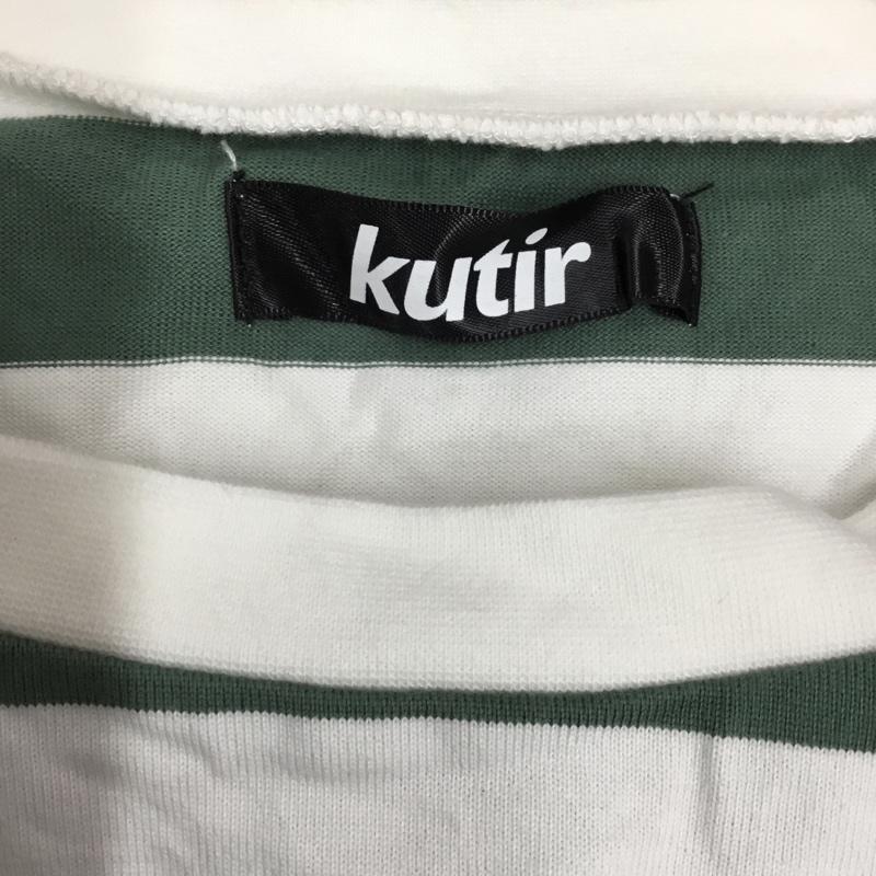 クティール kutir Tシャツ 半袖 KT126117BW クルーネック オーバーサイズ FREE ボーダー柄 白 / ホワイト / X 緑 / グリーン /  メンズ USED 古着 中古 10117777