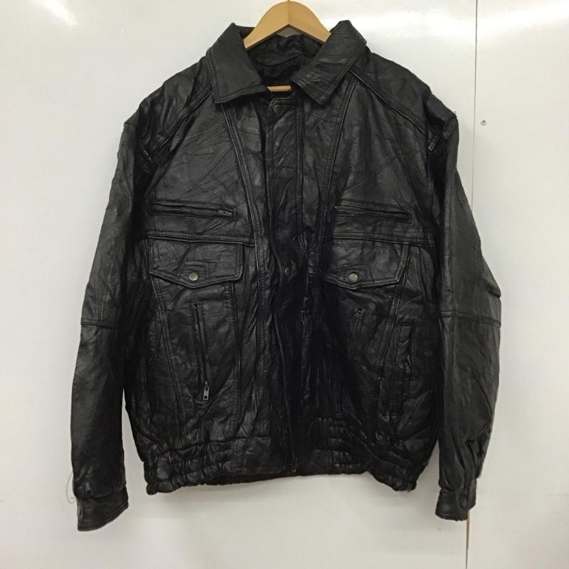 古着 USED ジャケット、上着 ジャケット、ブレザー レザージャケット ジップアップジャケット アウター XXL 無地 黒 / ブラック /  メンズ USED 古着 中古 10132078