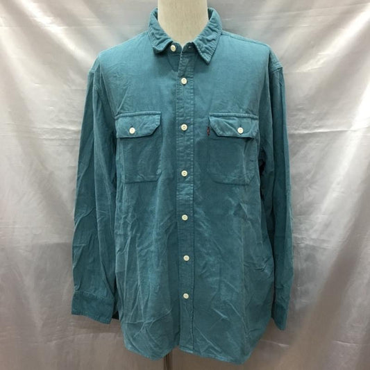 リーバイス Levi s シャツ、ブラウス 長袖 ワークシャツ コーデュロイ L 無地 水色 / ライトブルー /  メンズ USED 古着 中古 10119838