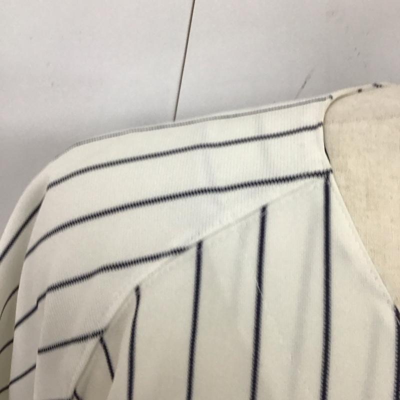 マジェスティック MAJESTIC シャツ、ブラウス 半袖 半袖シャツ ノーカラーシャツ 半袖カットソー ストライプシャツ ロゴ、文字 白 / ホワイト /  メンズ USED 古着 中古 10119132