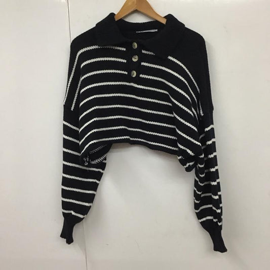 ザラ ZARA ニット、セーター 長袖 M ボーダー柄 紺 / ネイビー /  レディース USED 古着 中古 10131570
