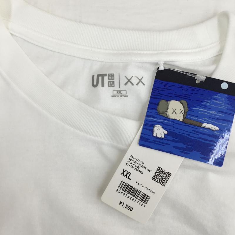 ユニクロ UNIQLO Tシャツ 半袖 KAWS カウズ XXL プリント 白 / ホワイト / X 桃 / ピンク /  メンズ USED 古着 中古 10113098