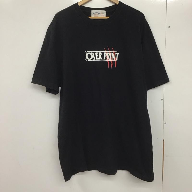 オーバープリント over print Tシャツ 半袖 半袖カットソー プリントTシャツ クルーネックカットソー XL ロゴ、文字 黒 / ブラック /  メンズ USED 古着 中古 10145725