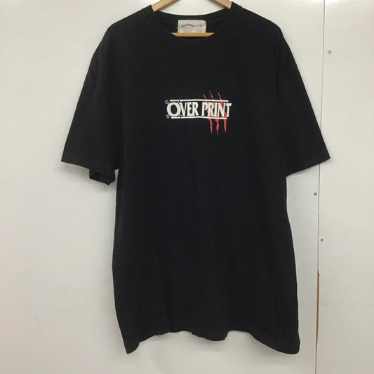 オーバープリント over print Tシャツ 半袖 半袖カットソー プリントTシャツ クルーネックカットソー XL ロゴ、文字 黒 / ブラック /  メンズ USED 古着 中古 10145725
