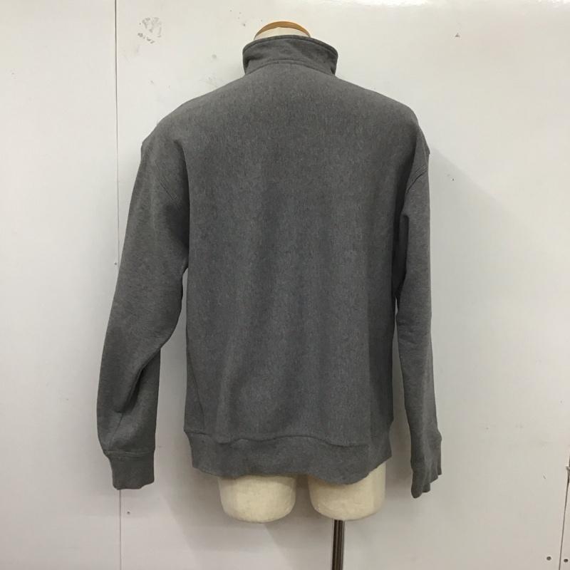 カーハート Carhartt トレーナー 長袖 長袖スウェット 長袖トレーナー リブカットソー 長袖カットソー ジップアップカラー L ロゴ、文字 灰 / グレー /  メンズ USED 古着 中古 10124692
